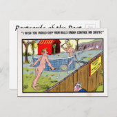 Alte Postkarte - Comic Tennis Postkarte (Vorne/Hinten)