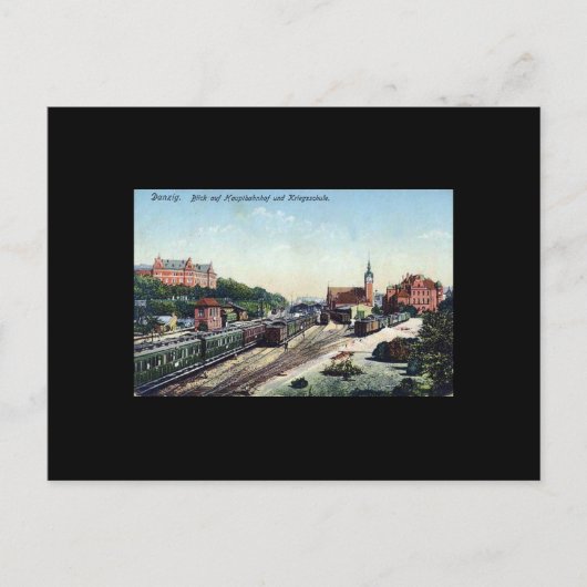 Alte Postkarte, Danzig/Danzig - Bahnhof Postkarte (Vorderseite)