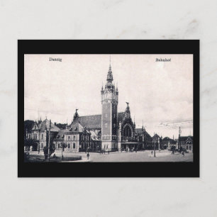 Alte Postkarte, Danzig/Danzig - Bahnhof Postkarte