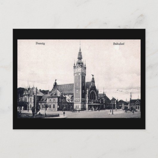Alte Postkarte, Danzig/Danzig - Bahnhof Postkarte (Vorderseite)