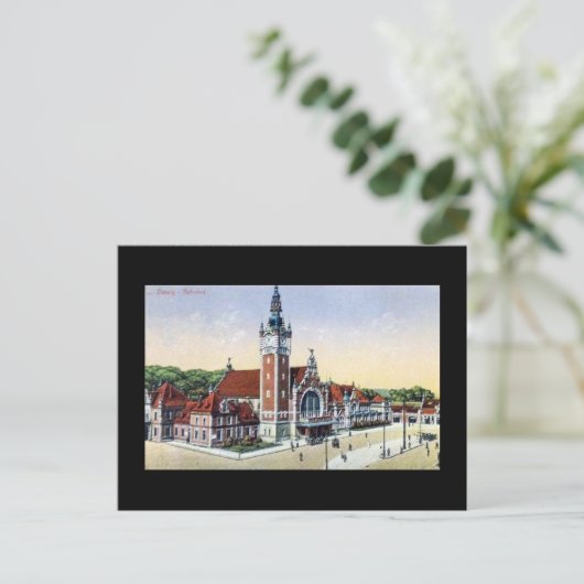 Alte Postkarte, Danzig (Danzig) Bahnhof Postkarte (Stehend Vorderseite)