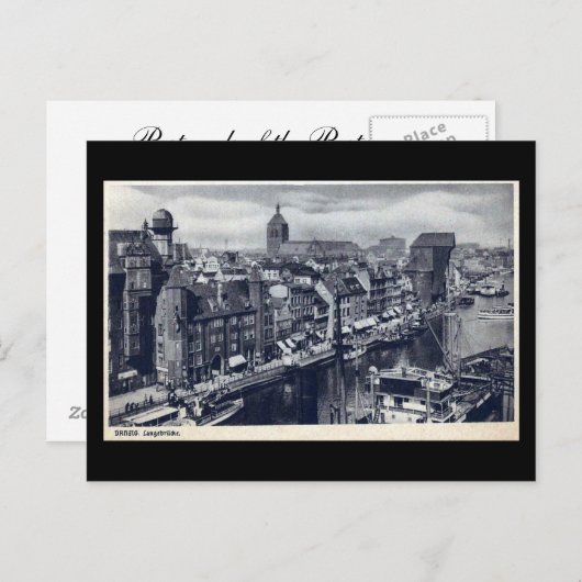 Alte Postkarte, Danzig/Danzig - Langebrucke Postkarte (Vorne/Hinten)