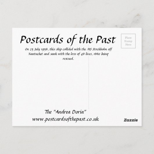 Alte Postkarte - Die "Andrea Doria". (Rückseite)
