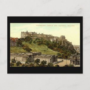 Alte Postkarte, Edinburgh Castle & National Galler Postkarte