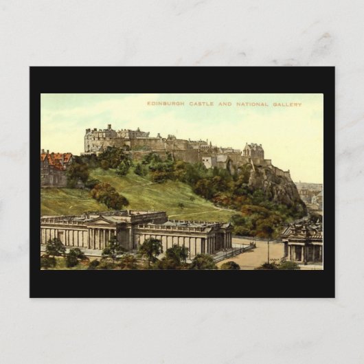 Alte Postkarte, Edinburgh Castle & National Galler Postkarte (Vorderseite)