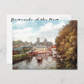 Alte Postkarte - Ely Cathedral vom Fluss Ouse (Vorne/Hinten)