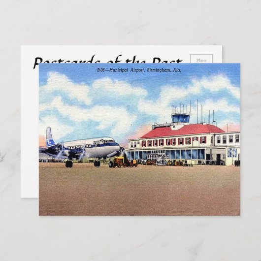 Alte Postkarte - Flughafen, Birmingham, Alabama (Vorne/Hinten)
