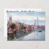Alte Postkarte - Fluss Derwent, Derby (Vorne/Hinten)
