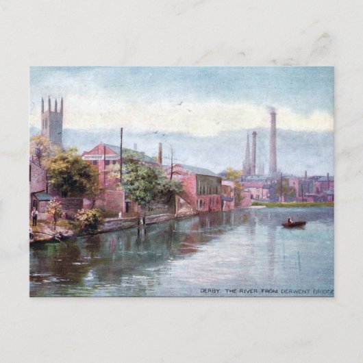 Alte Postkarte - Fluss Derwent, Derby (Vorderseite)