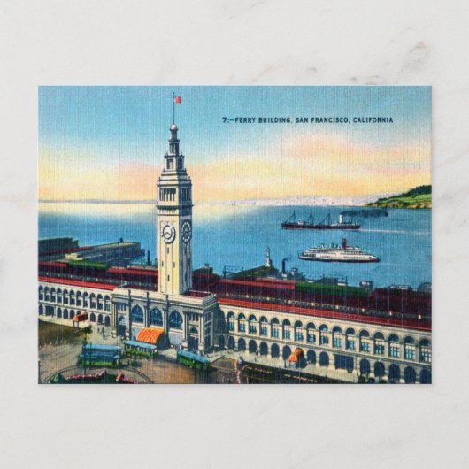 Alte Postkarte - Gebäude der Fähre, San Francisco (Vorderseite)
