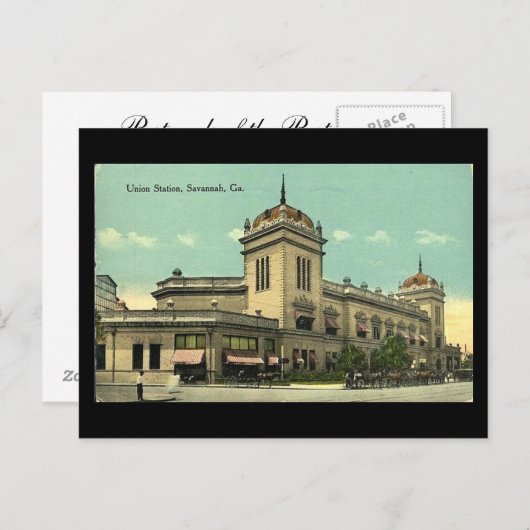 Alte Postkarte, Gewerkschaft Station, Savannah, Ge Postkarte (Vorne/Hinten)