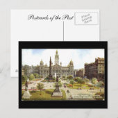 Alte Postkarte, Glasgow, George-Quadrat Postkarte (Vorne/Hinten)