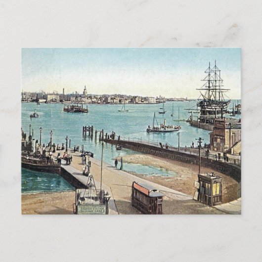 Alte Postkarte - Hafen Portsmouth (Vorderseite)
