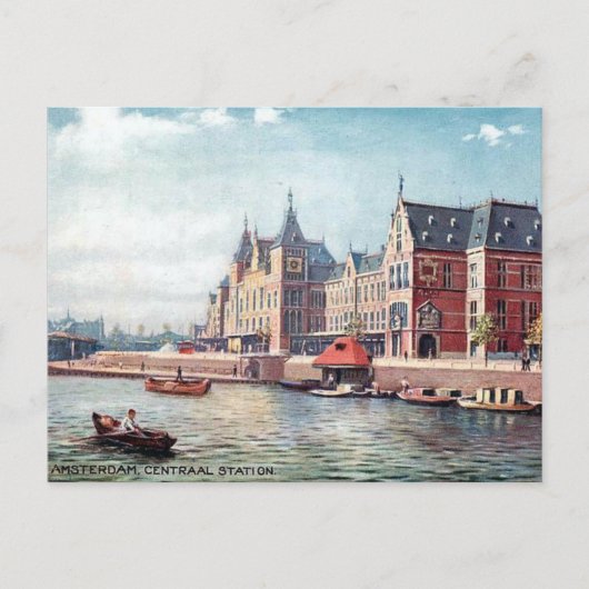 Alte Postkarte - Hauptbahnhof, Amsterdam (Vorderseite)