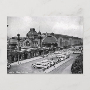 Alte Postkarte - Hauptbahnhof, Dresden, Deutschlan