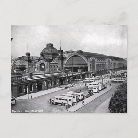 Alte Postkarte - Hauptbahnhof, Dresden, Deutschlan (Vorderseite)