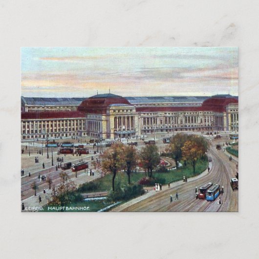 Alte Postkarte - Hauptbahnhof, Leipzig (Vorderseite)