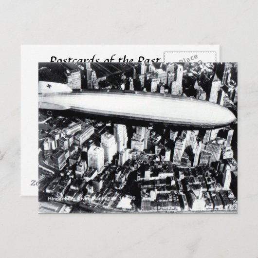 Alte Postkarte - Hindenburg über Manhattan 1936 (Vorne/Hinten)