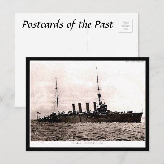 Alte Postkarte - HMS Birmingham (Vorne/Hinten)