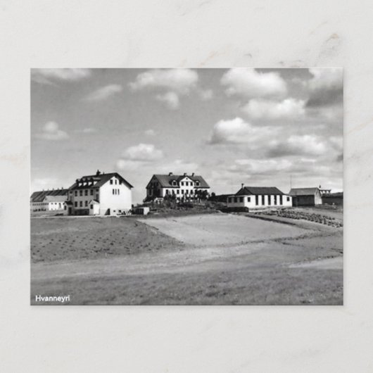 Alte Postkarte - Hvanneyri, Island (Vorderseite)