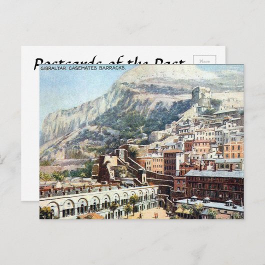 Alte Postkarte - Kasemates Barracks, Gibraltar (Vorne/Hinten)