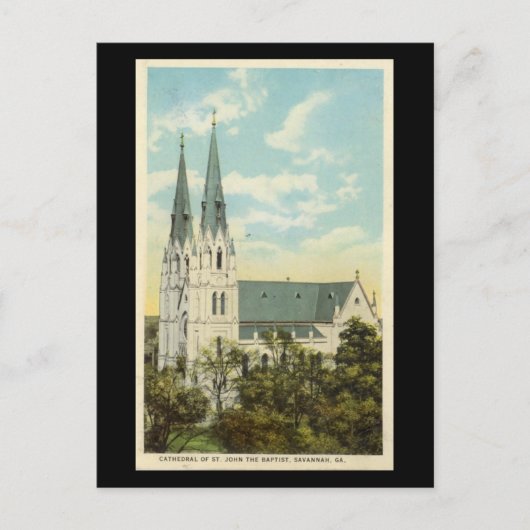 Alte Postkarte, Kathedrale, Savannah, Georgien Postkarte (Vorderseite)