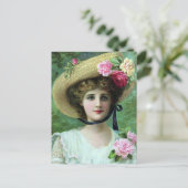 Alte Postkarte - Lady in einem Hut (Stehend Vorderseite)