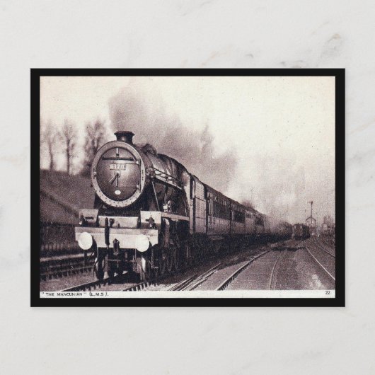 Alte Postkarte - LMS Bahn "The Mancunian" (Vorderseite)