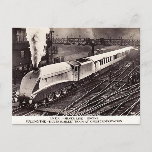 Alte Postkarte - LNER "Silver Link" bei Kings Cros (Vorderseite)