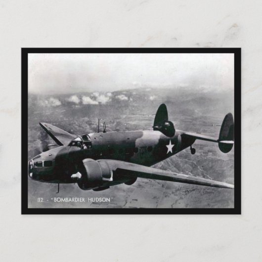 Alte Postkarte - Lockheed Hudson Light Bomber (Vorderseite)