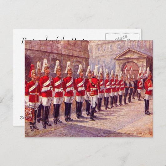 Alte Postkarte - London, Pferdewächter (Vorne/Hinten)