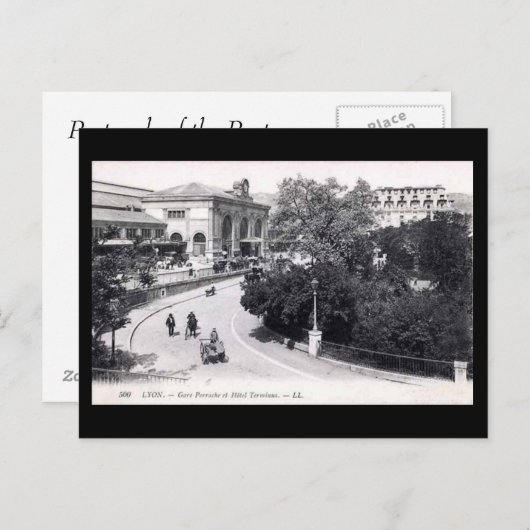 Alte Postkarte - Lyon, Gare Perrache (Vorne/Hinten)