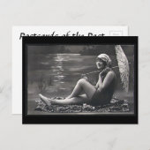 Alte Postkarte - Mädchen am Fluss (Vorne/Hinten)