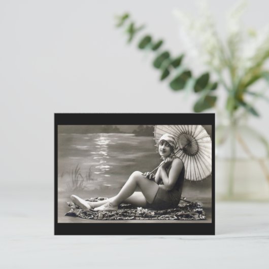 Alte Postkarte - Mädchen am Fluss (Stehend Vorderseite)