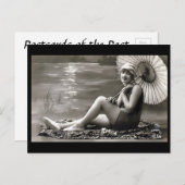 Alte Postkarte - Mädchen am Fluss (Vorne/Hinten)