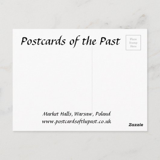 Alte Postkarte - Markthallen, Warschau, Polen (Rückseite)