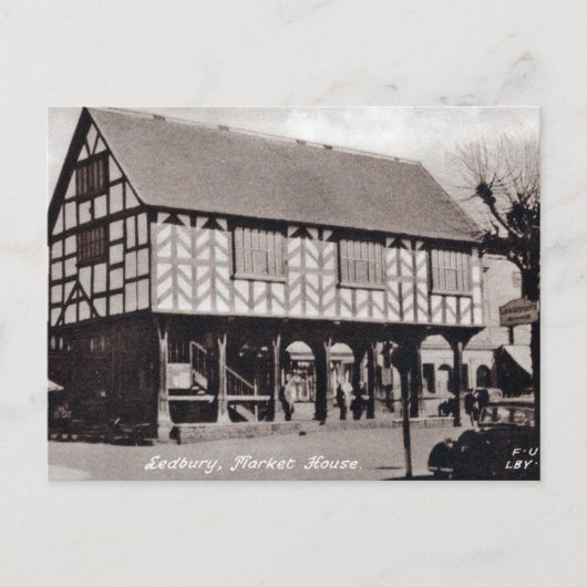Alte Postkarte - Markthaus, Ledbury. (Vorderseite)