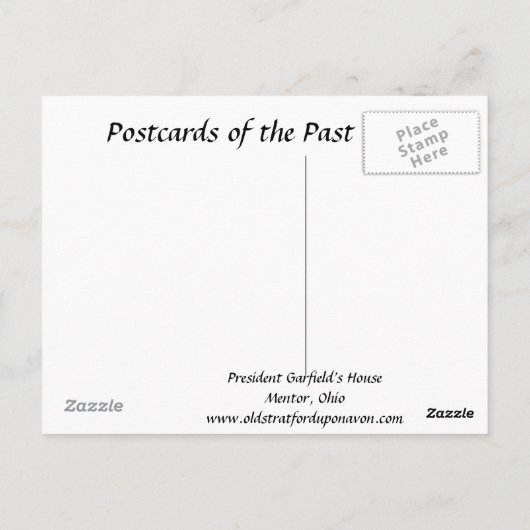 Alte Postkarte - Mentor Ohio, Garfield's House (Rückseite)