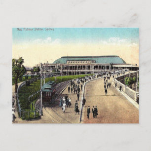 Alte Postkarte - Neuer Bahnhof, Sydney, NSW