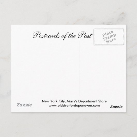 Alte Postkarte, New York City, Macy's Postkarte (Rückseite)