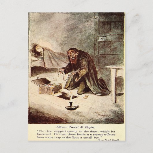 Alte Postkarte - Oliver Drehung und Fagin (Vorderseite)