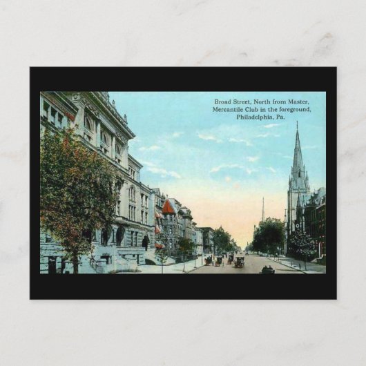 Alte Postkarte - Philadelphia, breite Straße (Vorderseite)