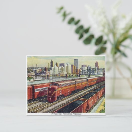 Alte Postkarte - "Pittsburg fördert den Fortschrit (Stehend Vorderseite)