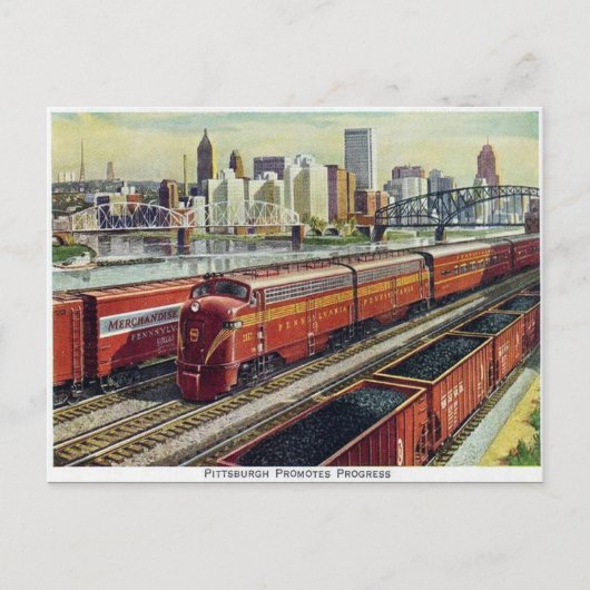Alte Postkarte - "Pittsburg fördert den Fortschrit (Vorderseite)