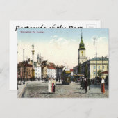 Alte Postkarte - Plac Zamkowy, Warschau, Polen (Vorne/Hinten)