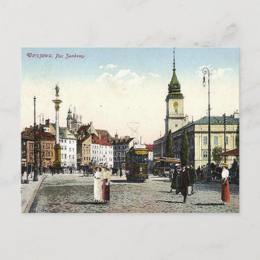 Alte Postkarte - Plac Zamkowy, Warschau, Polen (Vorderseite)