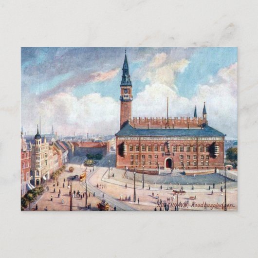 Alte Postkarte - Rådhuspladsen, Kopenhagen (Vorderseite)
