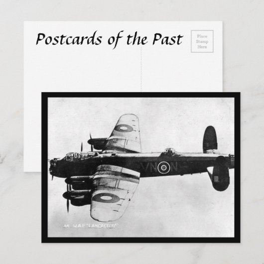 Alte Postkarte - RAF Lancaster Bomber (Vorne/Hinten)