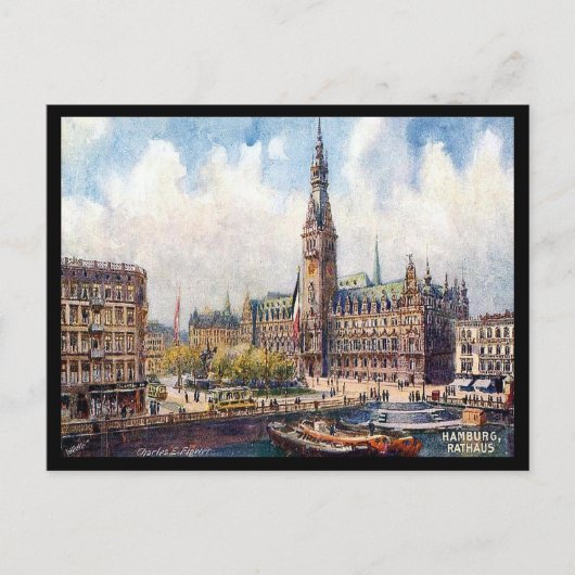 Alte Postkarte - Rathaus, Hamburg, Deutschland (Vorderseite)