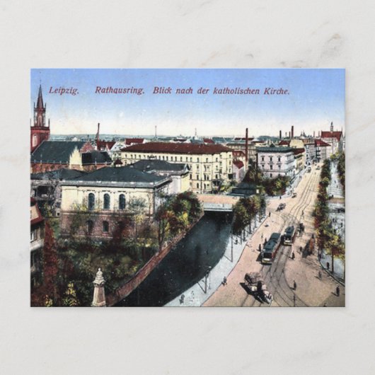 Alte Postkarte - Rathausring, Leipzig (Vorderseite)